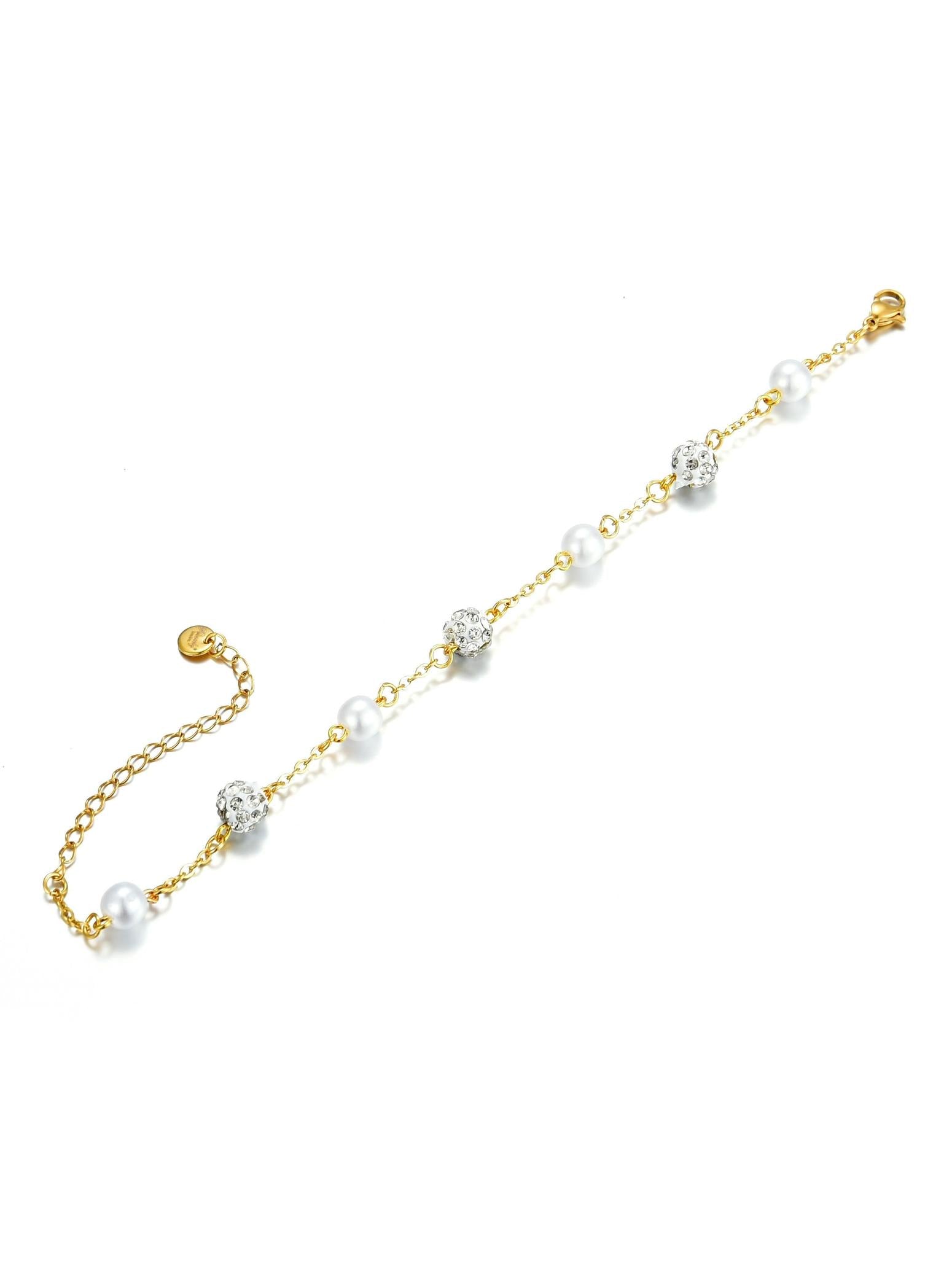 Armband CRYSTAL-PEARL gold