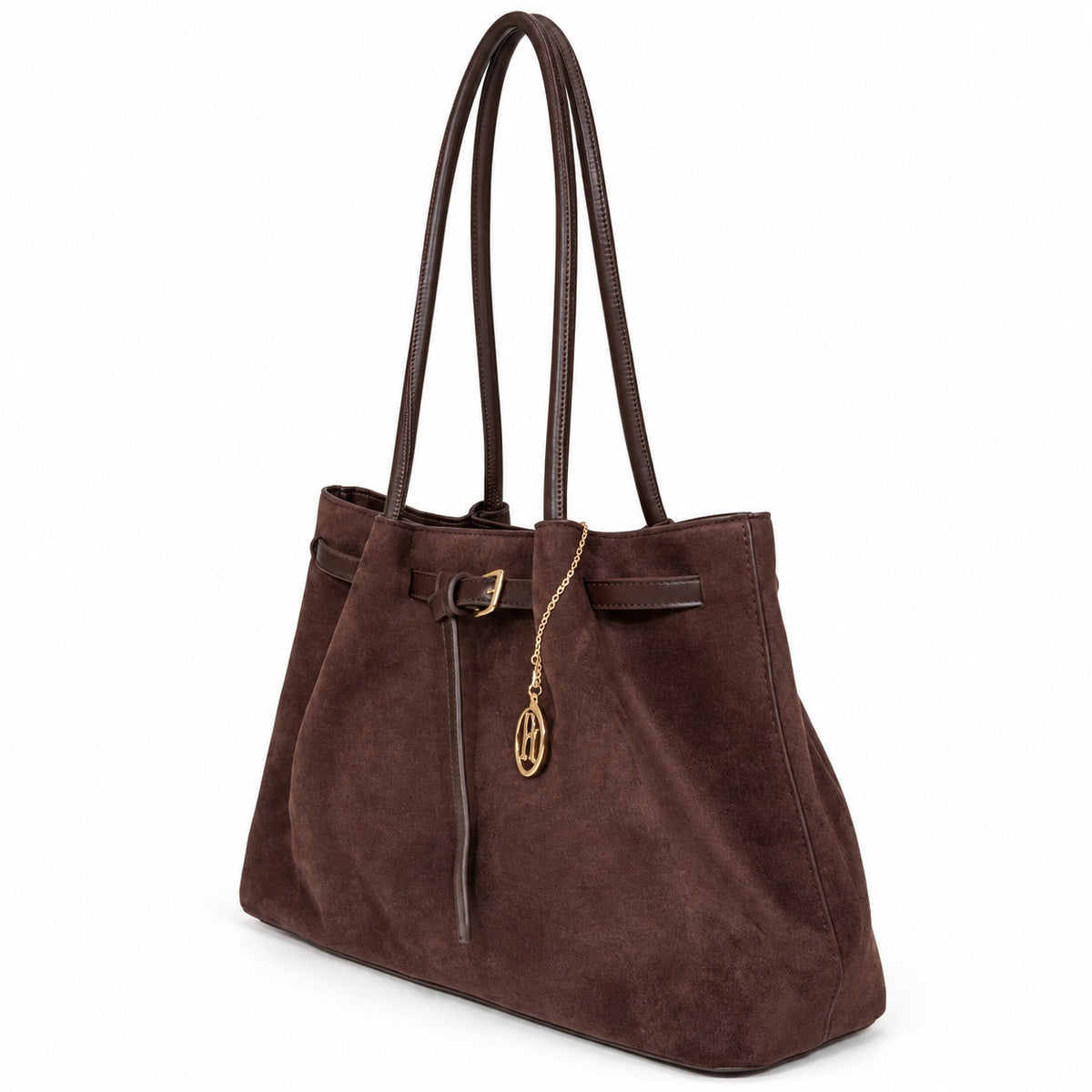 GINA – Elegante Handtasche in weicher Nubuk-Optik in coffee
