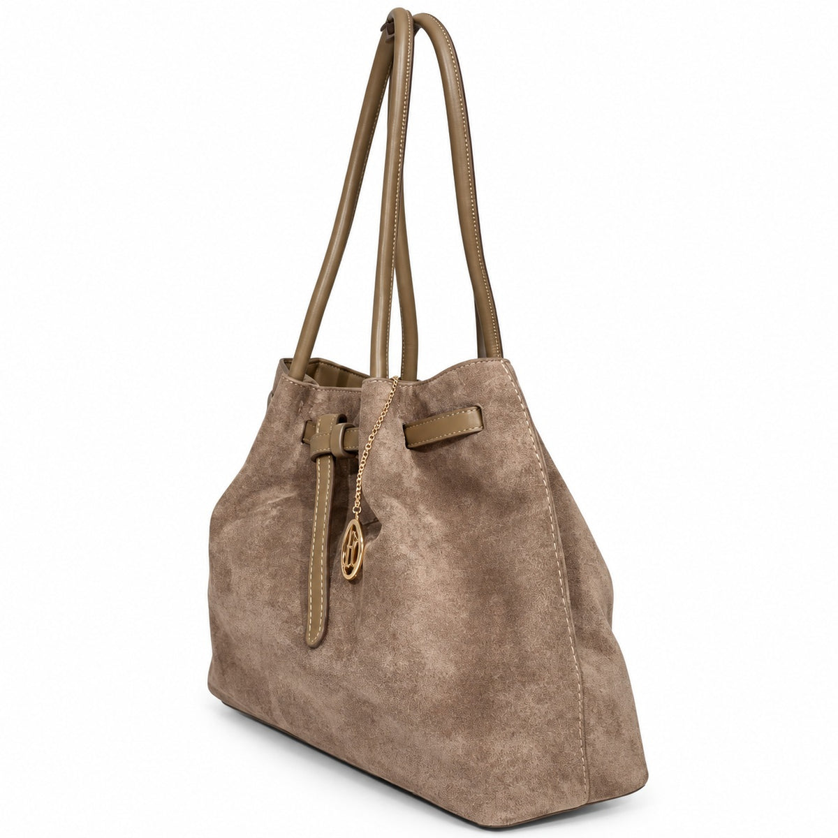 GINA – Elegante Handtasche in weicher Nubuk-Optik in khaki