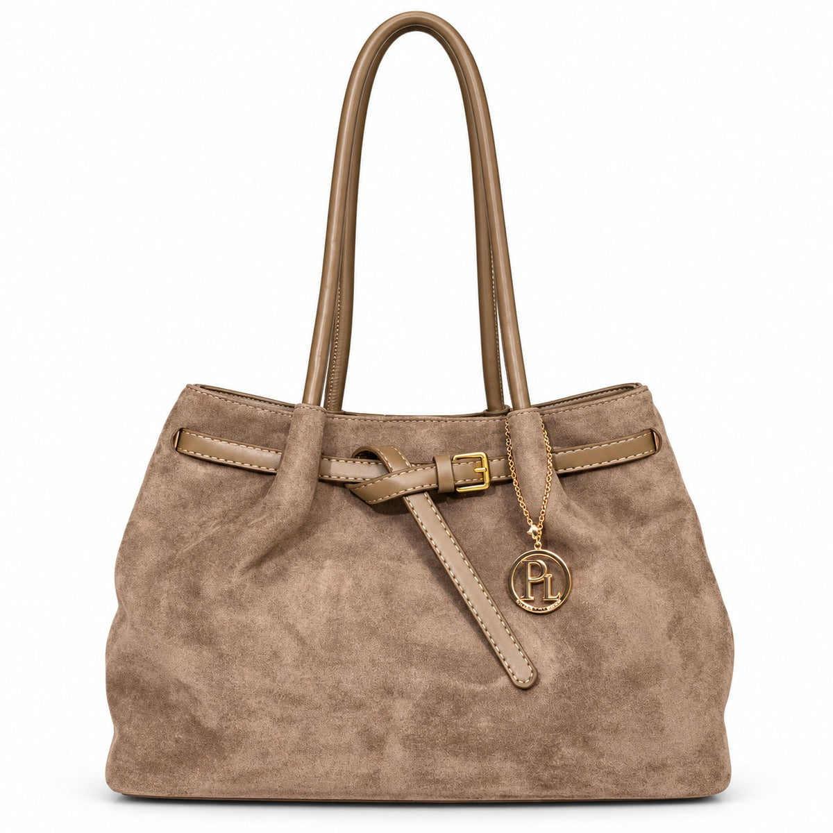GINA – Elegante Handtasche in weicher Nubuk-Optik in khaki