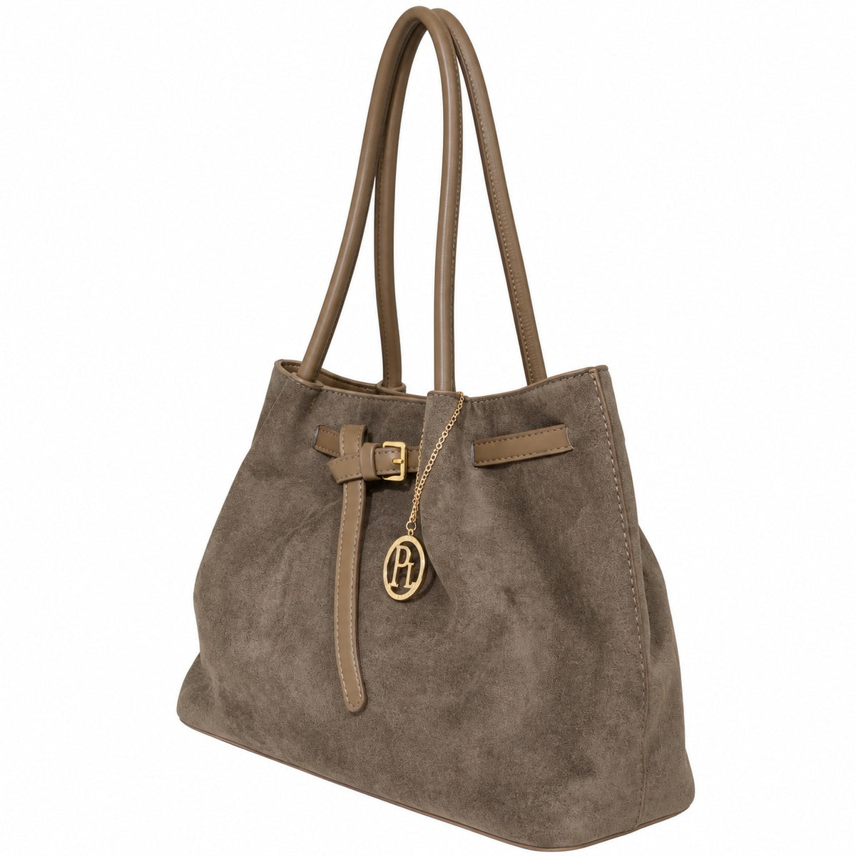GINA – Elegant Handbag in Soft Nubuck Look in olive
