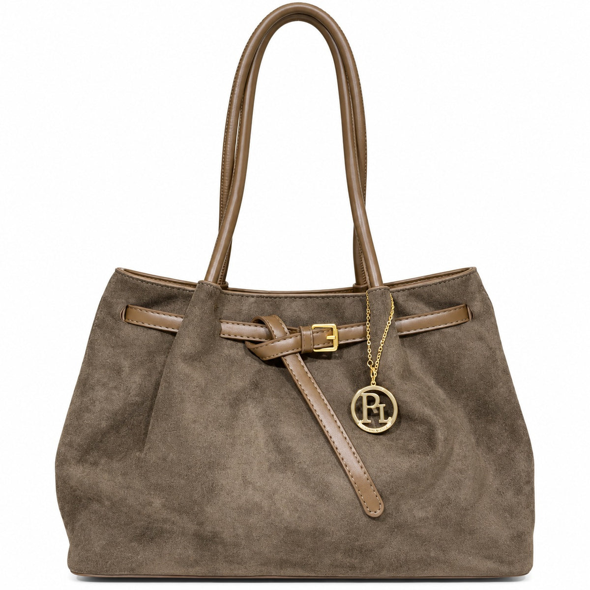 GINA – Elegant Handbag in Soft Nubuck Look in olive
