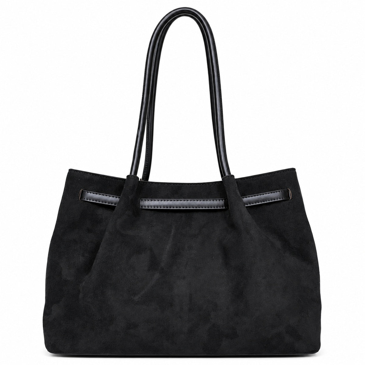 GINA – Elegante Handtasche in weicher Nubuk-Optik in schwarz