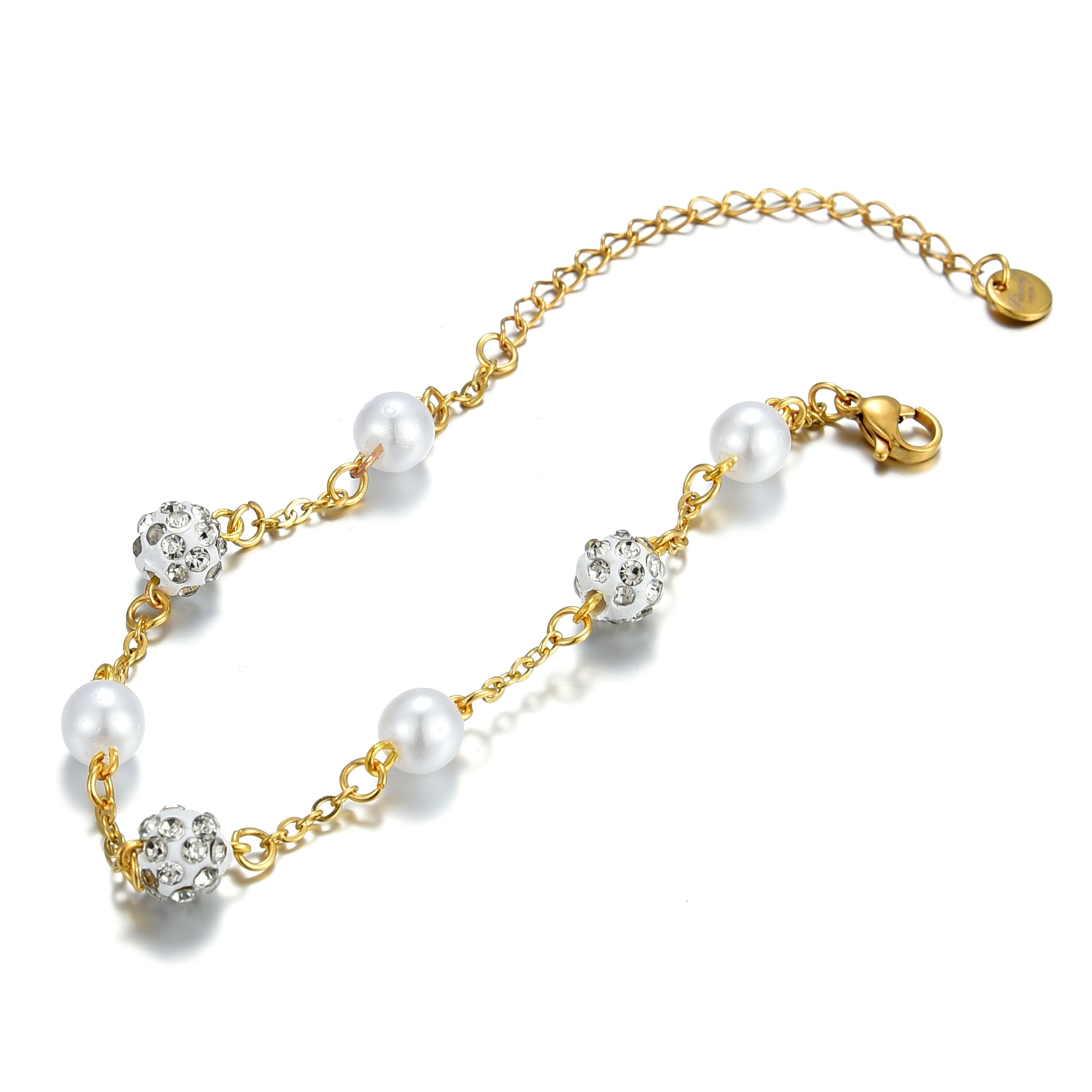 Armband CRYSTAL-PEARL gold