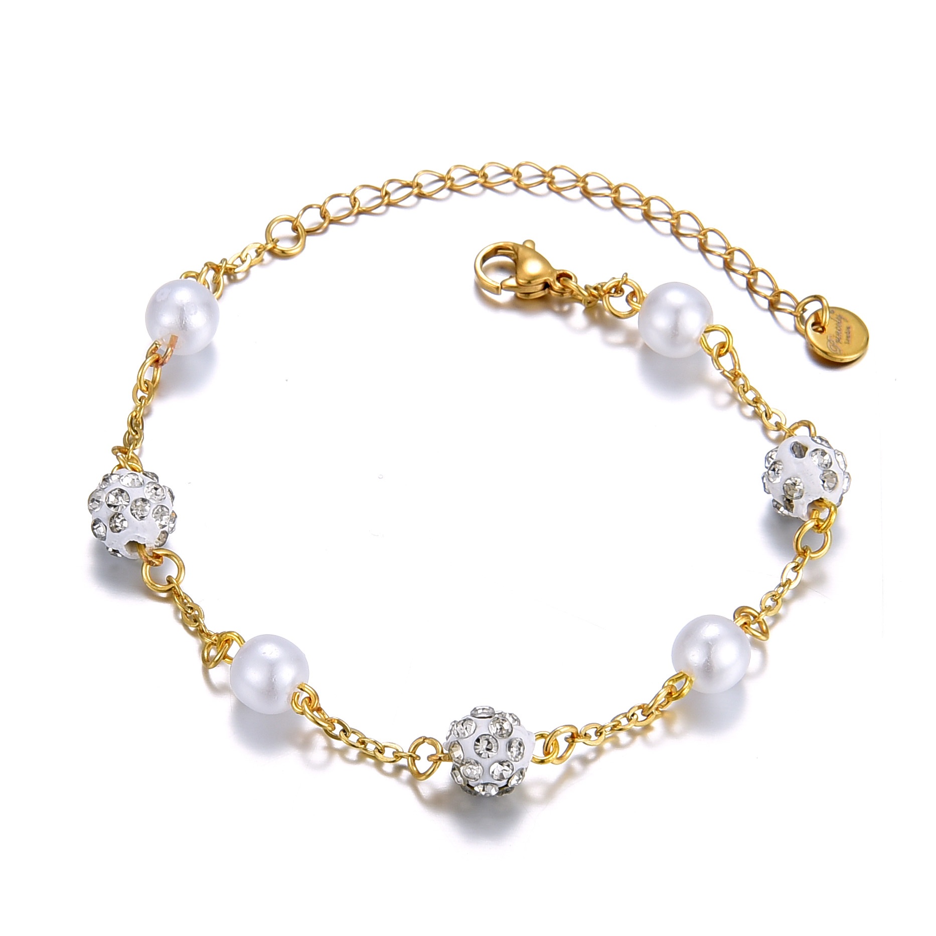 Armband CRYSTAL-PEARL gold